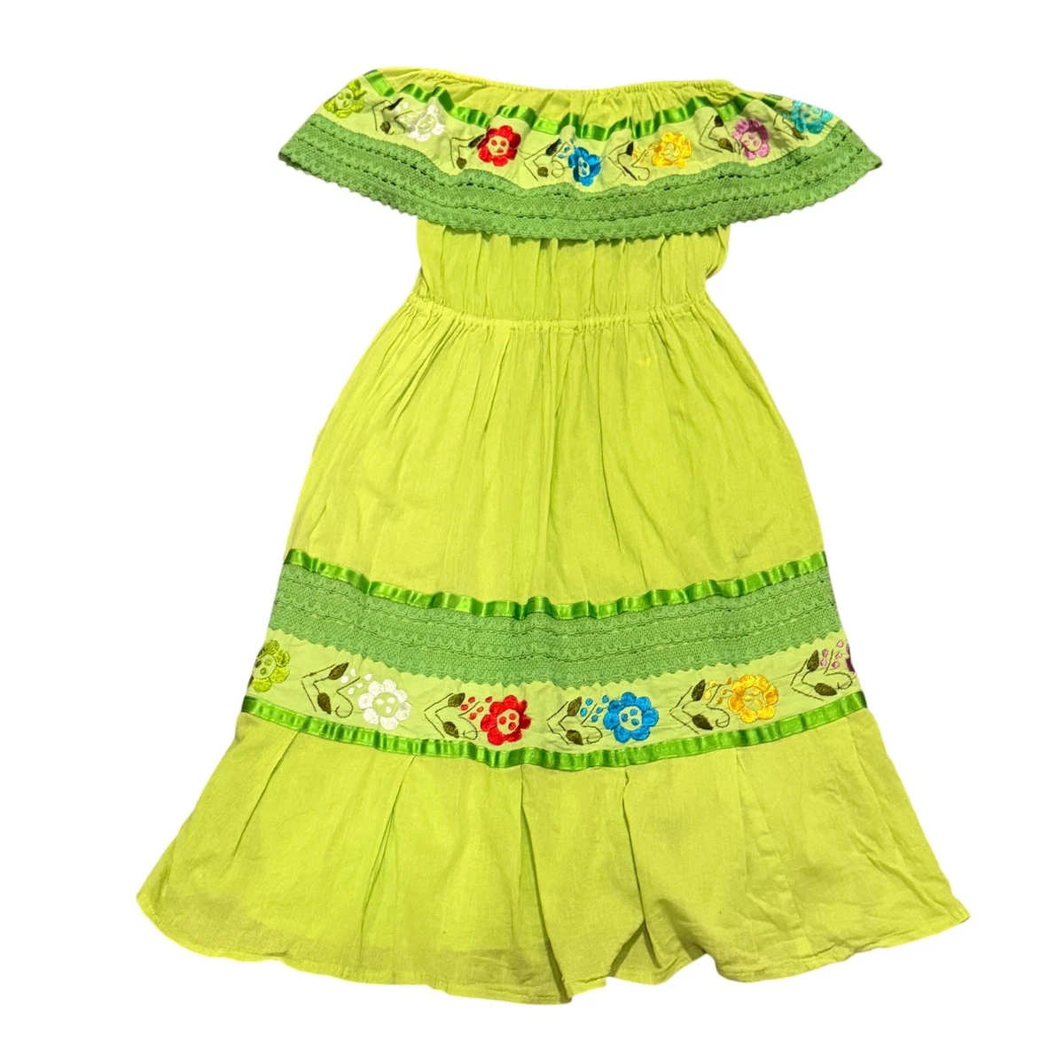 open lace back dress unik Girl's Fancy Traditional Mexican Cinco De Mayo Fiesta Dress Size –  unik Retail main image 1