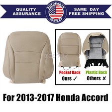 For Honda Accord 2013 14 15 16 2017 Driver Top Seat Cover Tan Pocket Back 