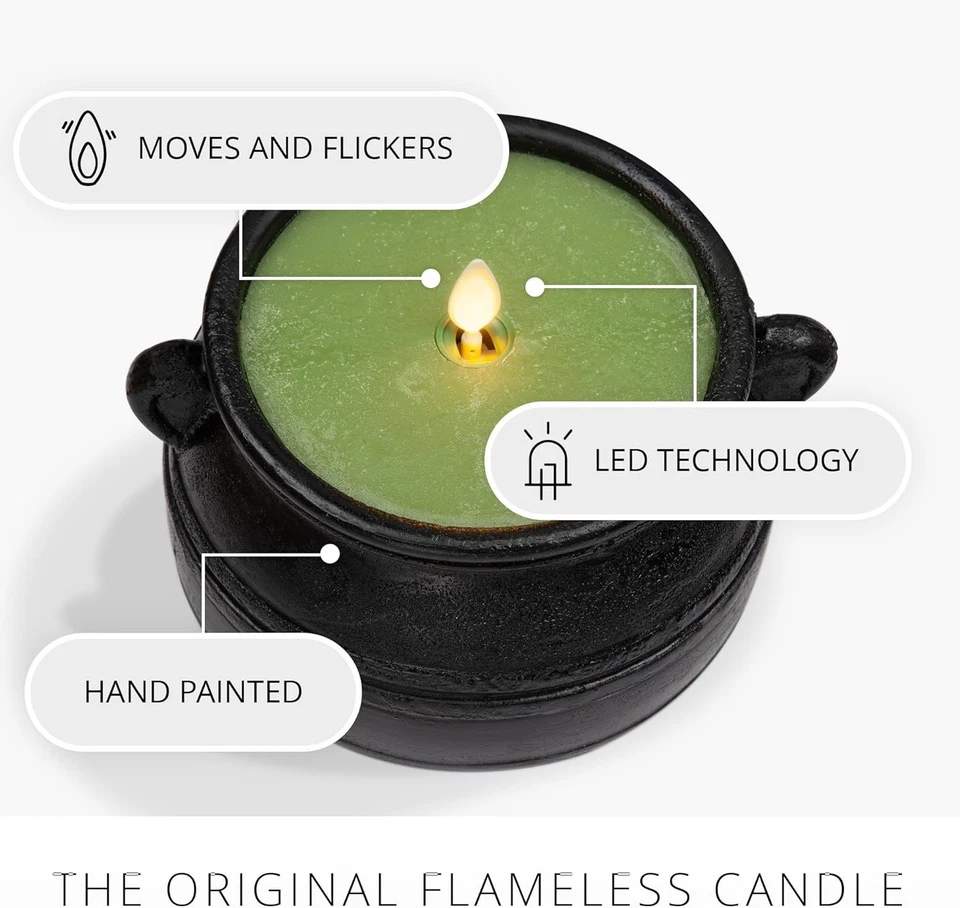 Luminara Caldero Sin Llama Vela Esmerilada para Decoración de Halloween, 5.7x4.25", Negro Foto 4 de 4