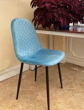 Set of 2 & 4 Light Blue Velvet Dining Chairs