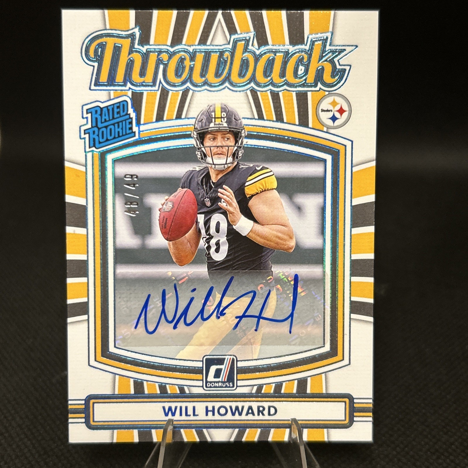 2025 Panini Donruss Will Howard Rated Rookie Throwback Auto /49 #30 Steelers 🔥