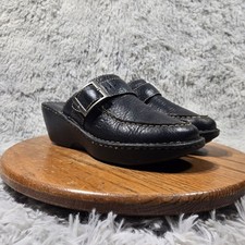 Vintage Y2K Born Platform Mules Womens Size 9/40.5 Chunky Black Leather Shoes