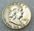 1951 P Franklin Silver Half Dollar in saflip #F303