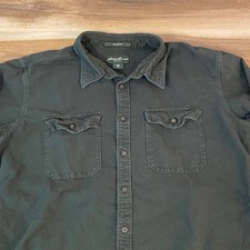 Eddie Bauer Flannel Shirt Mens Large Tall Green Relaxed Fit Long Sleeve