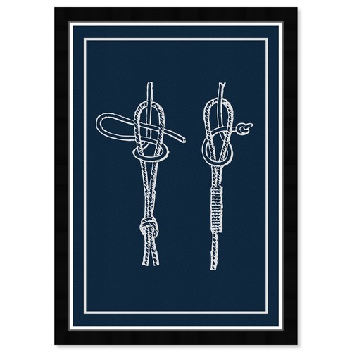 Nautical and Coastal Modern Black Frame Paper - Knots B, Wall Art for Living ...