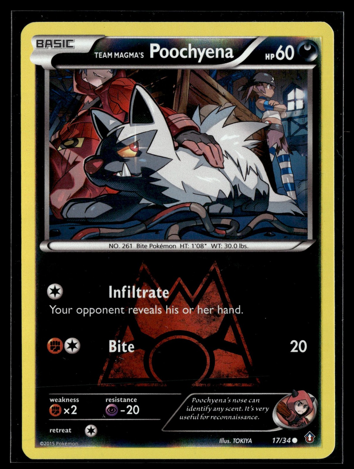 Team Magma's Poochyena 17/34 Double Crisis Reverse Holo Common Pokemon