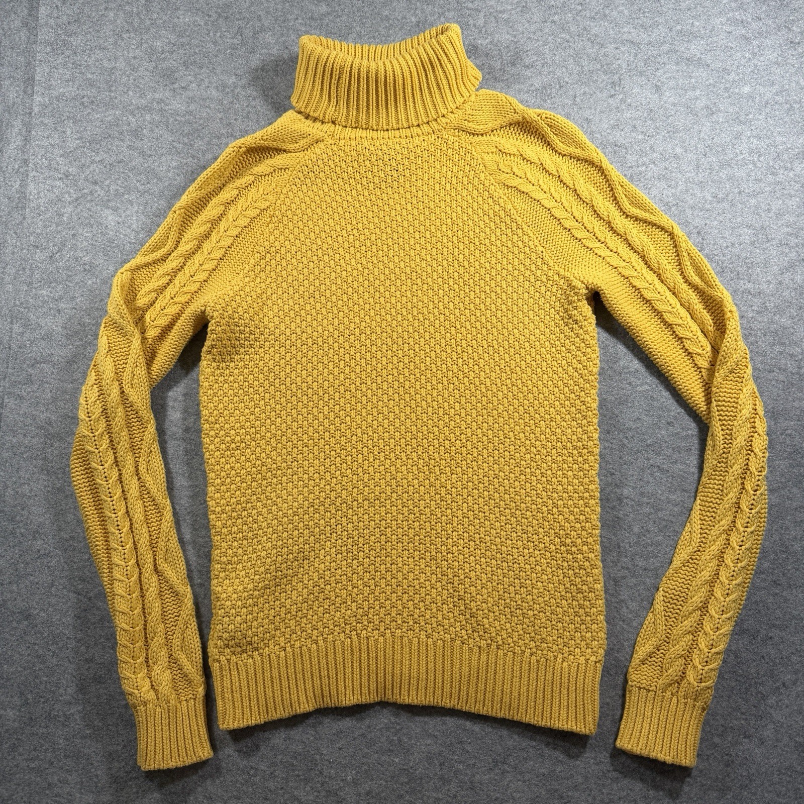 Lauren Ralph Lauren Cable Knit Turtleneck Sweater Womens L Yellow Fisherman thumbnail 2