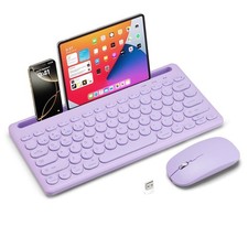Wireless Keyboard and Mouse Combo with Phone Tablet Holder, Rechargeable Dual...
