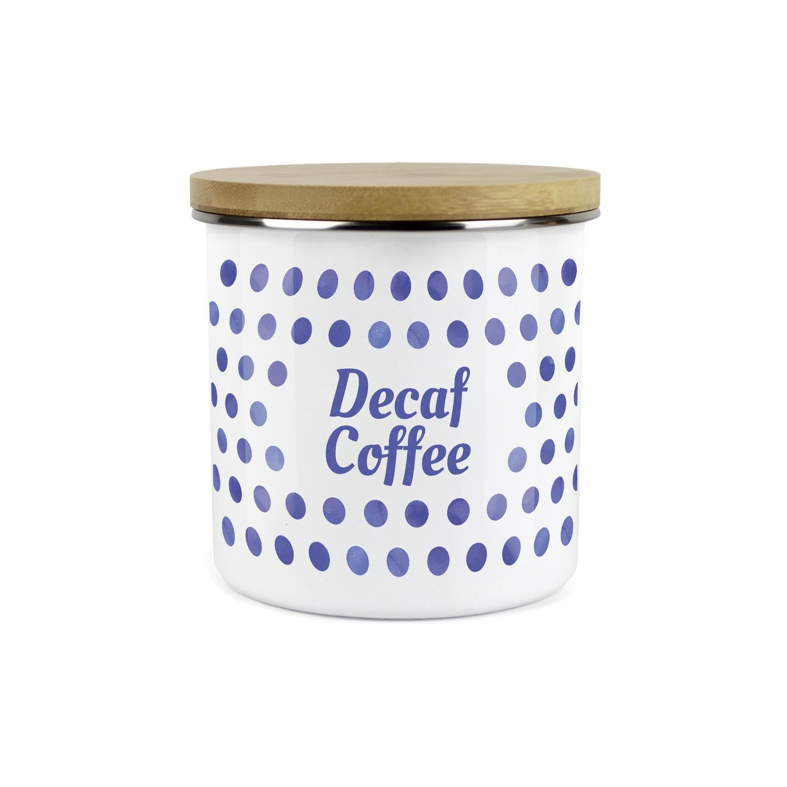 Purely Home Kitchen Polka Dot Indigo Food Storage Canister - Decaf Coffee