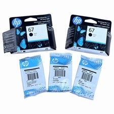 HP 67 Black x3 Tricolor x2 Original Ink Cartridge Lot 2024 Expiration OEM Sealed