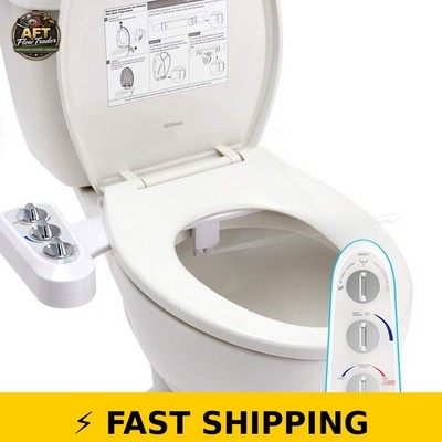Hibbent Bidet Attachment - Dual Nozzle, Hot & Cold Water, White