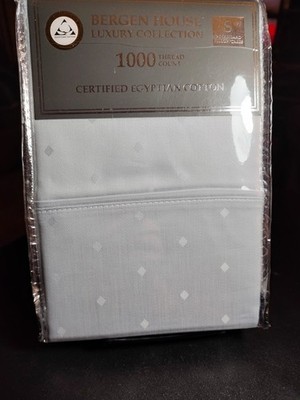Bergen House 2 Blue 100% EGYPTIAN Cotton 1000 Thread Count Pillowcase, STD.