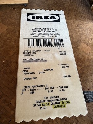 Virgil Abloh x Ikea Kassenbon Teppich schwarz/weiß