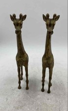 Vintage Brass Collectible Decorative Embossed Giraffe Animal Figurine Lot Of 2