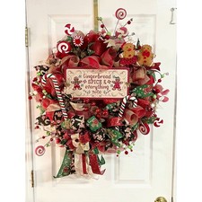 Gingerbread Wreath Door Wreath Christmas Wreath
