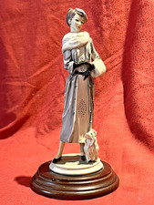 Vintage Vittorio Tessaro Figurine Lady with Dog Signed Excellent Condition