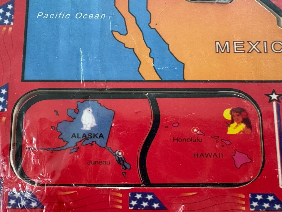 Rompecabezas de madera de mapa de EE. UU. para niños 46 piezas rompecabezas de Estados Unidos con capitoles 2009 Foto 4 de 4