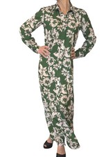 The Shirt Rochelle Behrens A List Exclusive Maxi Shirt Dress Green Floral XS