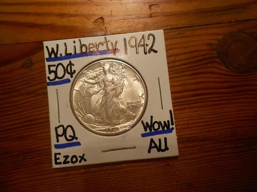 1942 Walking Liberty Silver Half Dollar AU BEAUTY!!!! PQ!!!! WOW!!! #3