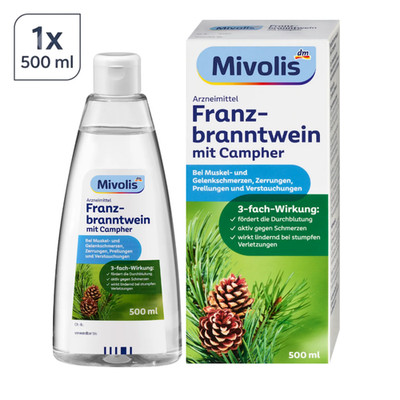 Mivolis Franzbranntwein mit Campher 500ml gegen Muskel & Gelenkschmerzen NEU