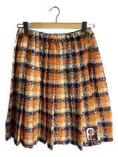 PRADA Wool Check Tweed Wrap Skirt, Size 36, Other Wrapped Style