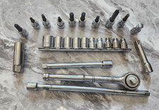 Lot 25 Pcs Craftsman Usa Ratchet Socket Metric Set Extensions Hex Bit - Used