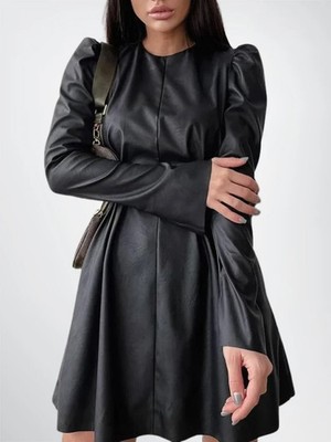 Women's Handmade Soft Genuine Leather Dress with Zip Closure 