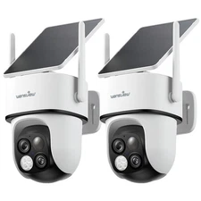 2Pack Wansview Dual Cam 2K Solar Security Camera WiFi  Wireless Outdoor 360° PTZ