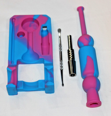 14mm 9.8'' Silicone Novelty Collector Straw Toy Titanium Cup Trippy Colors Kit