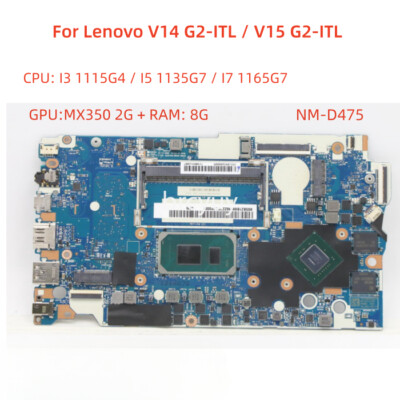 NM-D475 For Lenovo V14 V15 G2-ITL motherboard CPU I3 I5 I7 UMA 8G GPU MX350 V2G