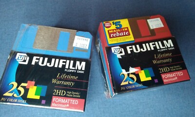 (Qty 50) Fujifilm 3 1/2'' 2HD Floppy Disks New Formatted Macintosh MF2HD Colors