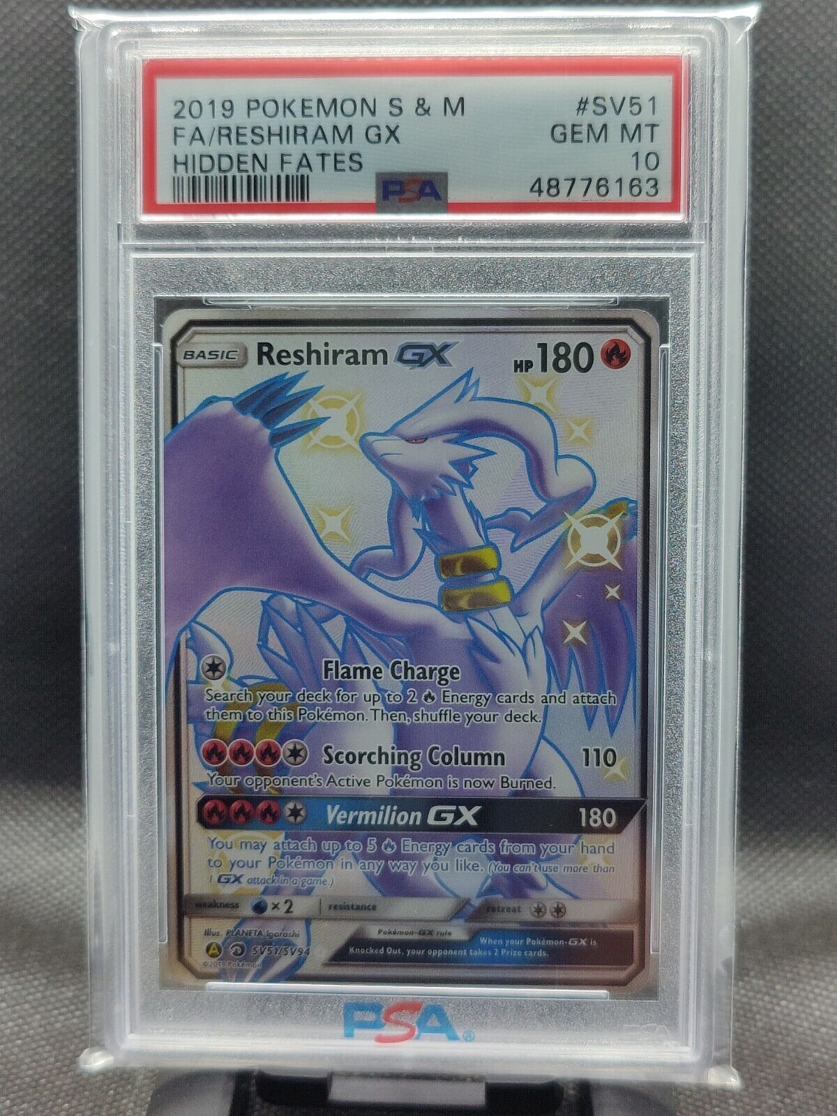 Pokémon Card Shiny Reshiram GX Hidden Fates SV51/SV94 Values - MAVIN