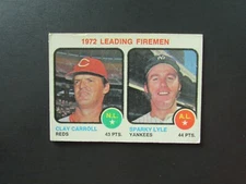 1973 Topps Baseball Card #68 1972 ERA Leading Firemen Sparky Lyle Clay Carroll