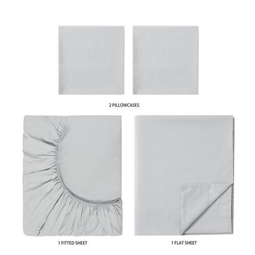 Queen Size Comfort Chill Cooling Microfiber Bed Sheet Set Soft Silver 4 Piece - Picture 7 of 12