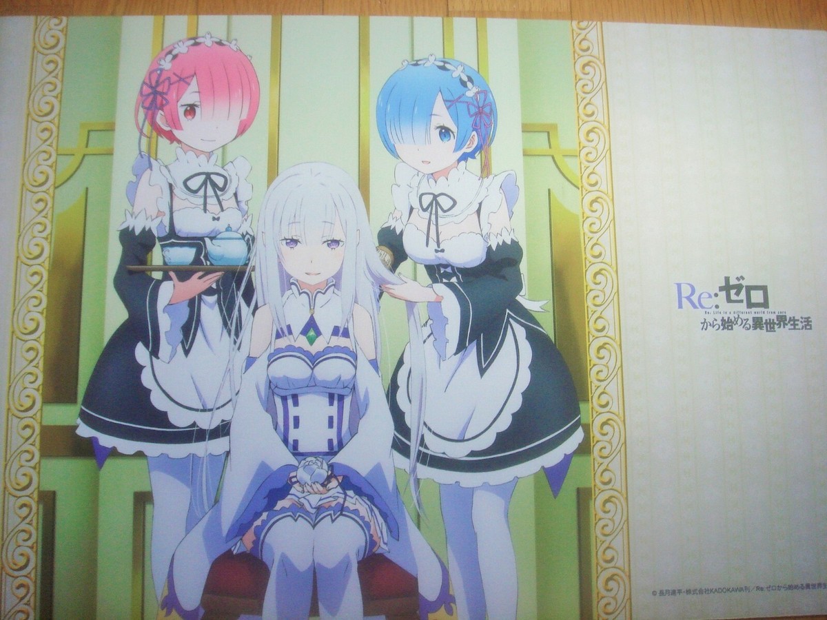 Japanese Event only Re:Zero Rem Ram Emilia playmat | eBay