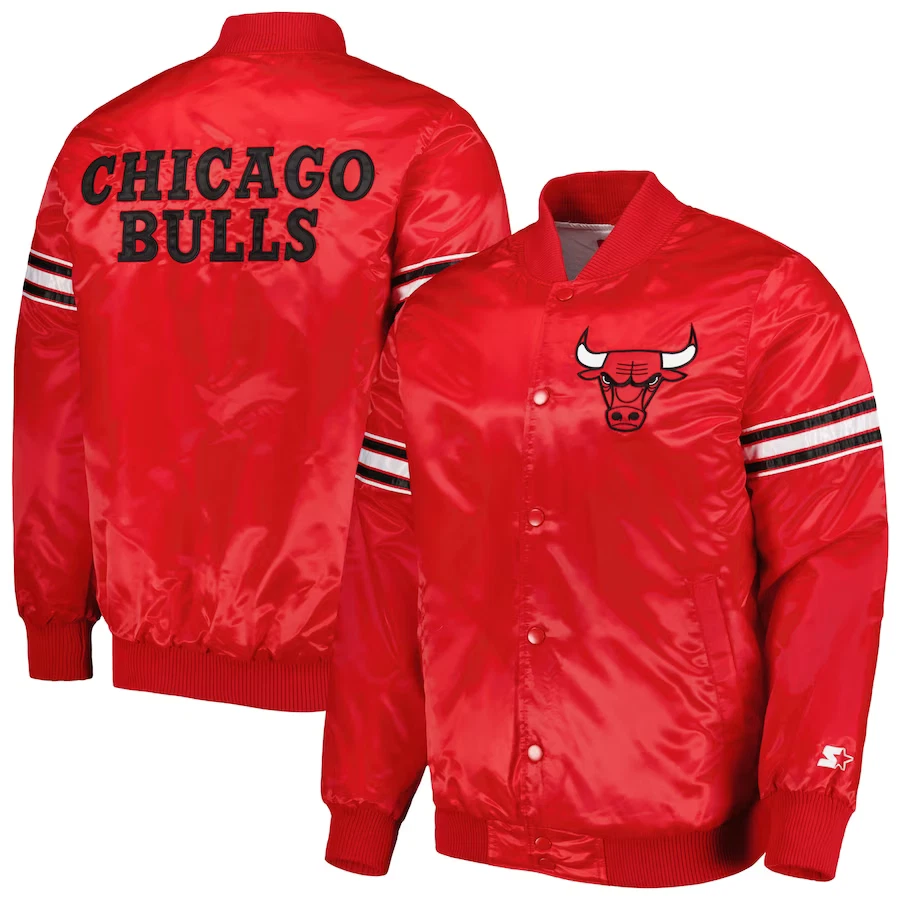 Chicago Bulls Full Leather Jacket - Red Large