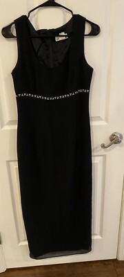 After Dark Evening Gown Dress Size 4 Black w/Rhinestones Waist Line