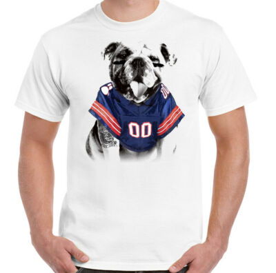 American Football T-Shirt Bulldog Mens Funny Sport Dog Pet Animal Tattoo  Top UK
