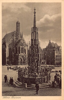 Germany Nuernberg Schoener Brunnen Fountain vintage postcard