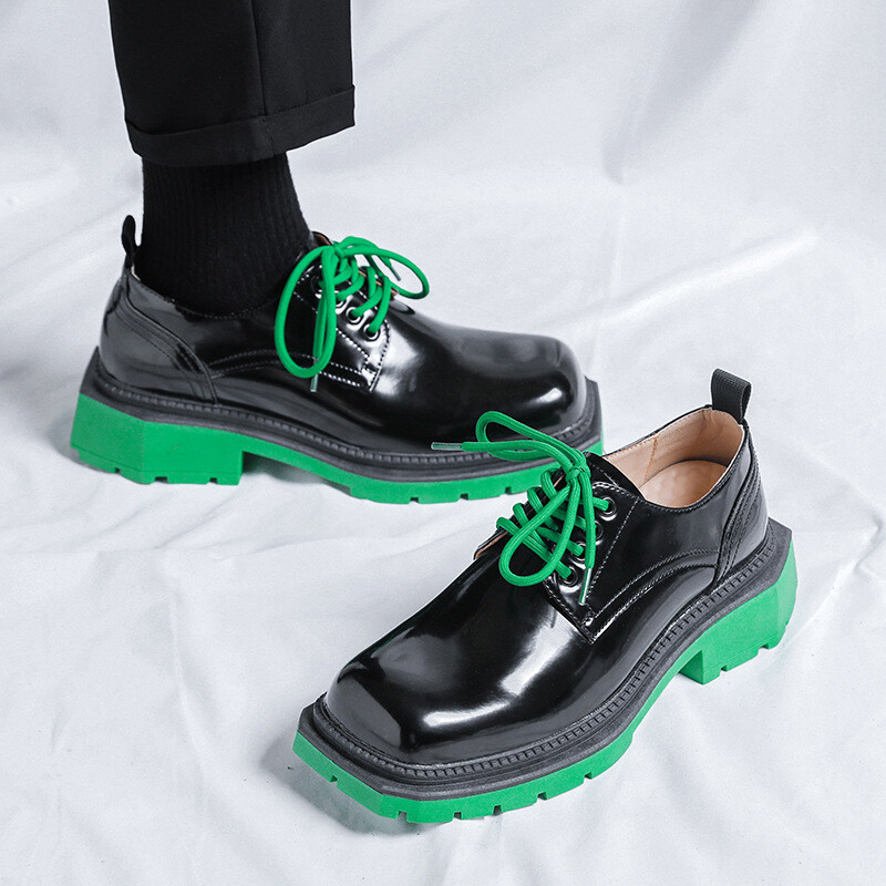 SAOLA Scarpe uomo papà britannico punta quadrata suola verde moda casual scarpe trendy Oxford