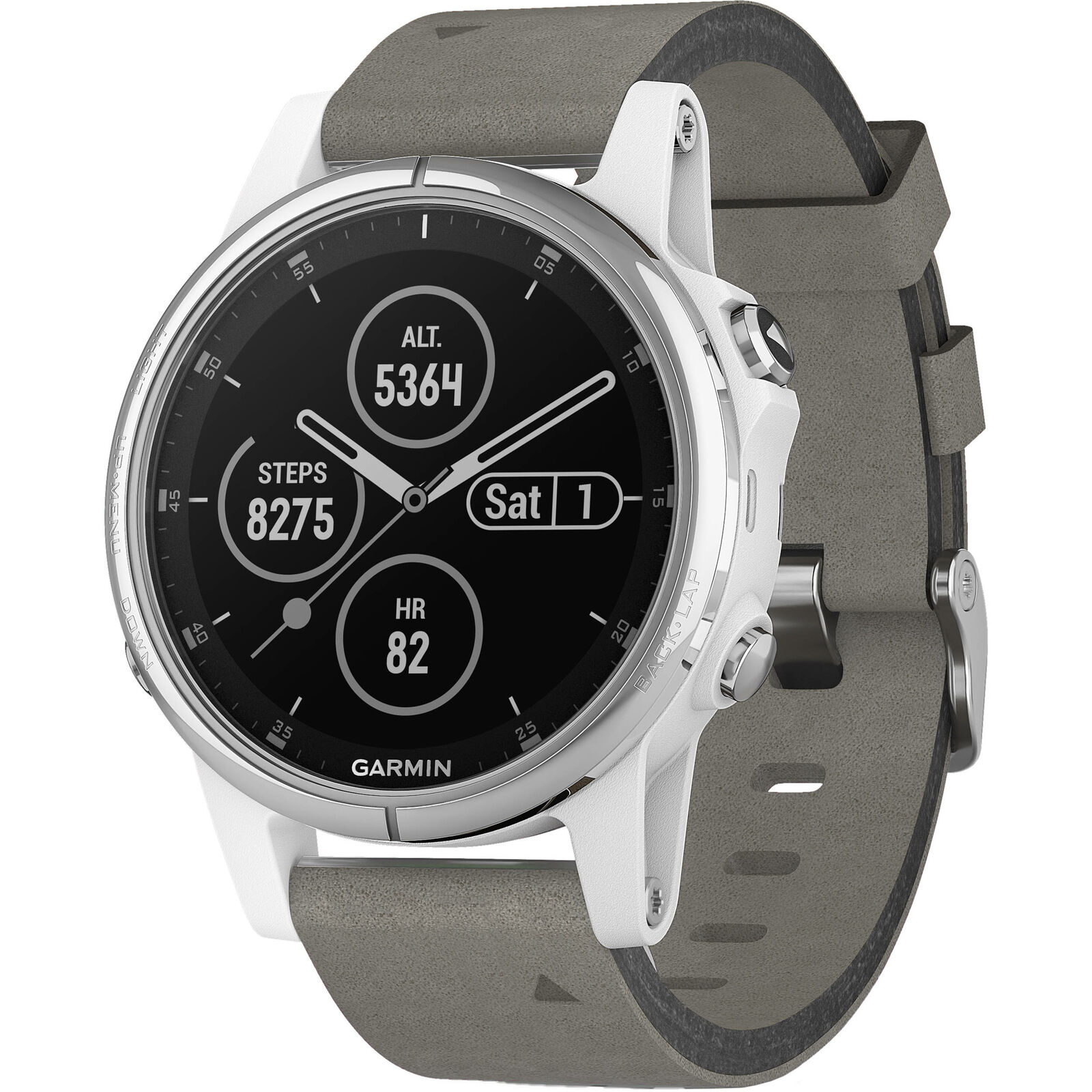 Polar vedvarende ressource hat Garmin fenix 5S Plus Sapphire Multisport GPS Watch White with Gray Suede  Band | eBay