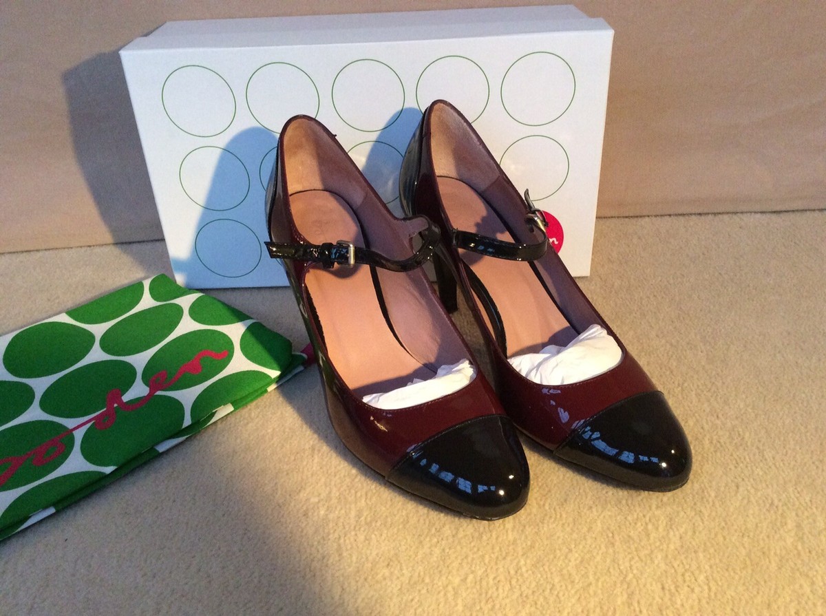 Boden Mary Janes Burgundy Red Black Shoes Size 40 UK