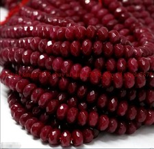 AAA 4x6mm Natural Faceted Brazil Red Jade Gemstone Rondelle Loose Beads 15"