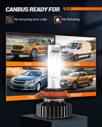 SEALIGHT X1 H11/H9/H8 6000K Super Bright White LED Headlight Bulbs Low Beam 2PCS - Foto 2 di 10