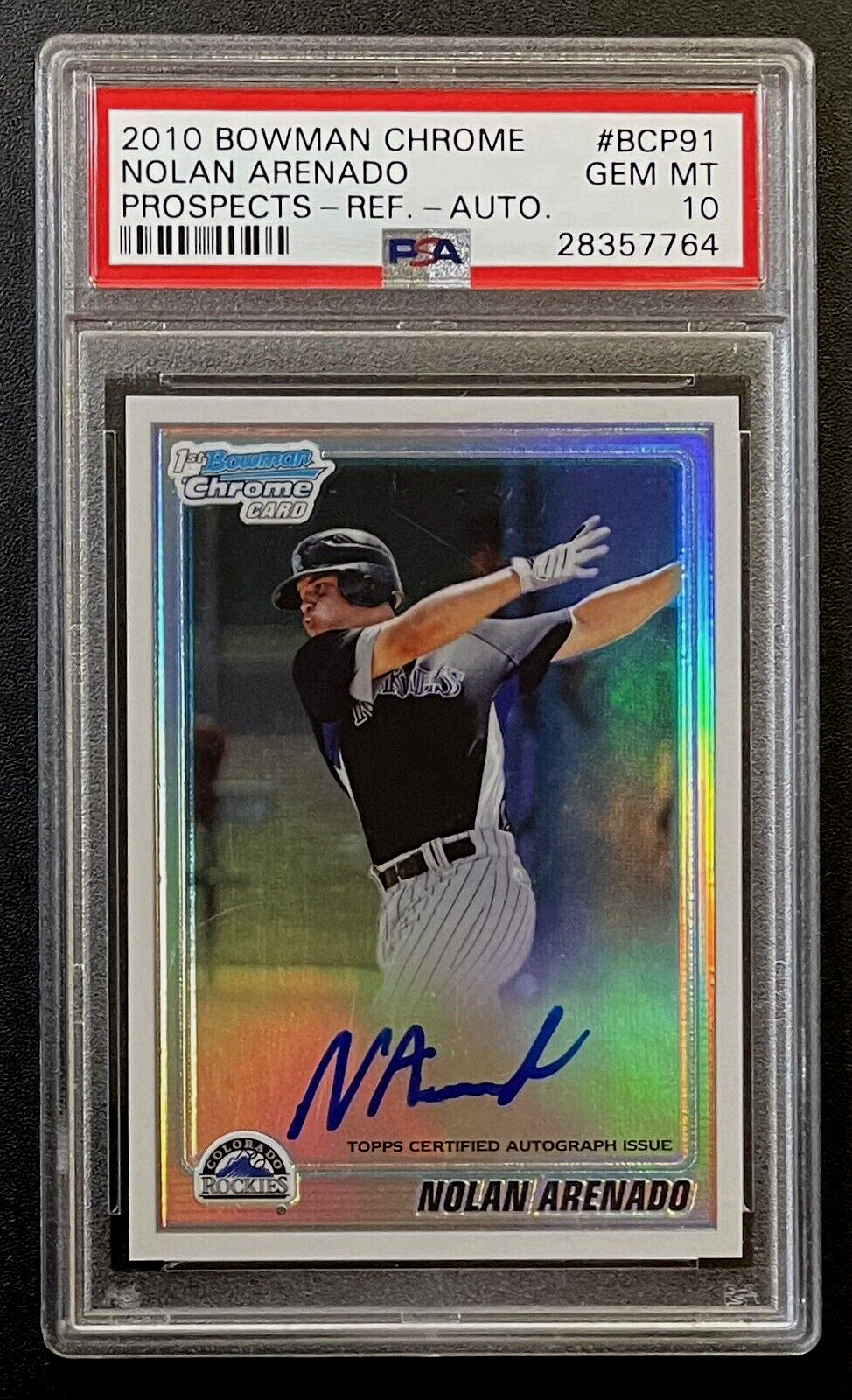 2010 Bowman Chrome Nolan Arenado Auto Refractor RC #/500 PSA 10 Gem Mint