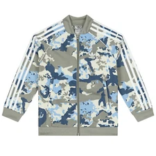 Kids Adidas Originals Silver Blue Camo SSTR Superstar Track Top Jacket New