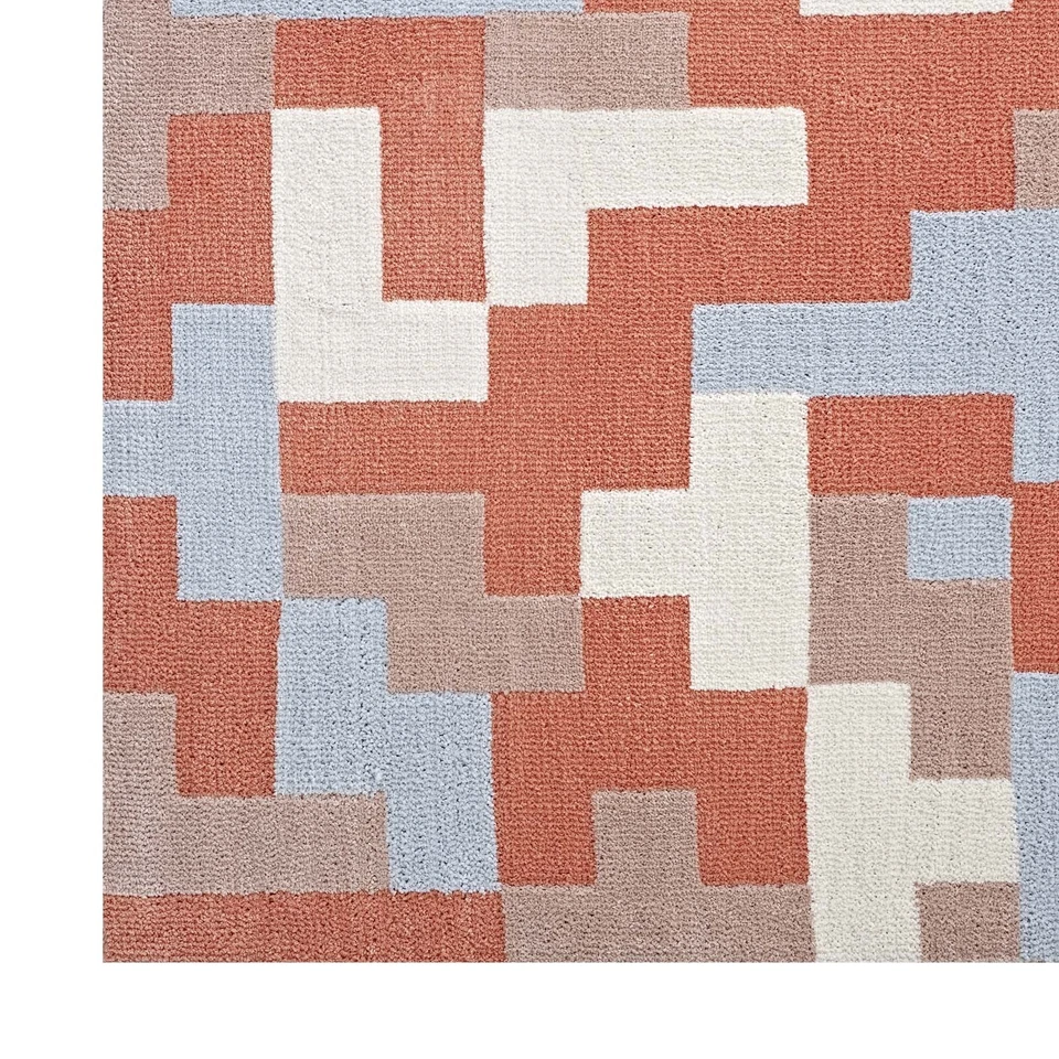 Contemporary Modern Abstract 8x10 Area Rug in Multicolored Coral and Light Blue - Изображение 4 из 4
