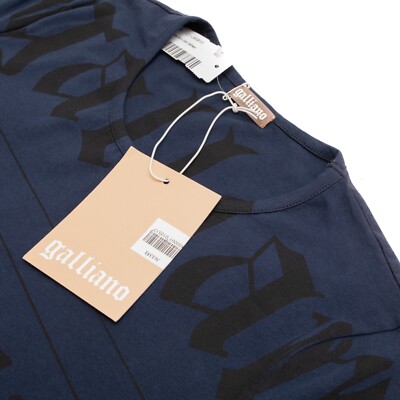 JOHN GALLIANO Y2K Gazette Newspaper T-Shirt Navy / Black Size: M