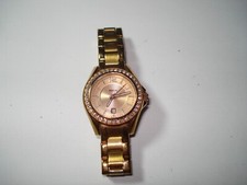 RARE PRETTY LADIES FOSSIL ROSE GOLD DATE CRYSTALS WATCH NEW BATTERY