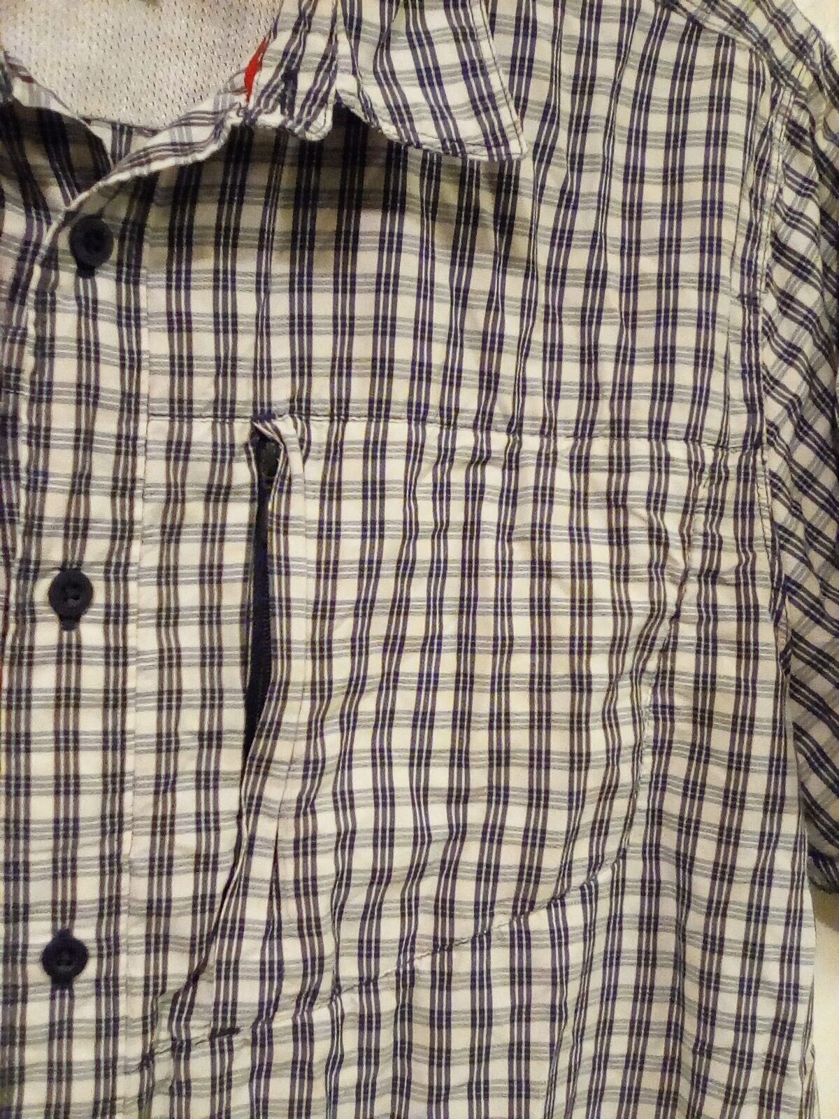 The North Face Mens Shirt Sz XL Blue White Check Vented Side Zip Pocket